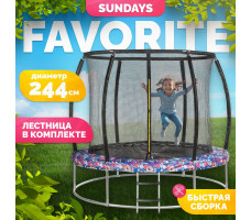 Батут Sundays Favorite Premium 8FT (смайл, с сеткой, с лестницей)