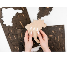 Интерьерная карта мира из дерева (Венге) 72*130 см