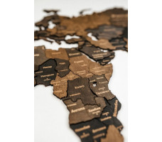 Интерьерная карта мира из дерева (Венге) 72*130 см