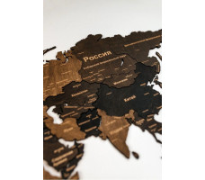Интерьерная карта мира из дерева (Венге) 72*130 см