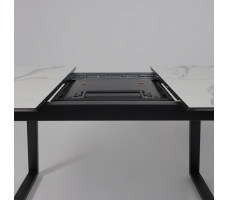 Стол AV 1208 HPL+МДФ 1200 (1600)*800 мрамор белый/черный