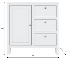 Тумба Ewa KOM1D3S/95 96*39*98.5 белый