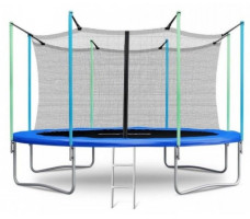 Батут Atlas Sport 374 см с внутренней сеткой и лестницей синий
