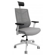 Кресло CHAIR MEISTER NATURE II SLIDER (с подголовником) серый/каркас белый Кресло CHAIR MEISTER NATURE II SLIDER (с подголовником) серый/каркас белый
