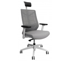 Кресло CHAIR MEISTER NATURE II SLIDER (с подголовником) серый/каркас белый