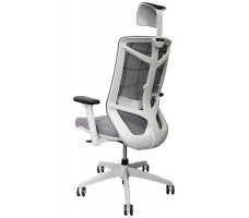 Кресло CHAIR MEISTER NATURE II SLIDER (с подголовником) серый/каркас белый
