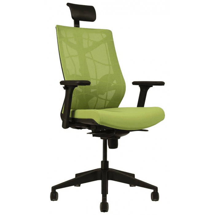 Кресло CHAIR MEISTER Nature II Black Slider (с подголовником) зеленый/каркас черный
