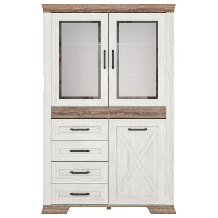 Шкаф Marselle REG2W1D4S 116.5*45.5*182.5 ясень снежный/дуб сонома темный