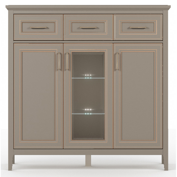 Тумба Classic KOM1W2D3S 136*40,5*133 глиняный серый (с подсветкой)