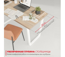 Письменный стол ДОМУС СП013 136х66 см вяз светлый/металл белый