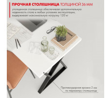 Письменный стол ДОМУС СП014 136х66 см белый/черный металл
