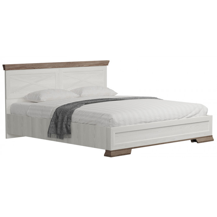 Кровать Marselle LOZ180х200 Д 180*200 ясень снежный/дуб сонома темный (с гибким основанием)