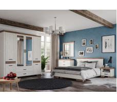 Кровать Marselle LOZ180х200 Д 180*200 ясень снежный/дуб сонома темный (с гибким основанием)