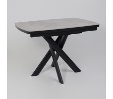 Стол раздвижной LEONEL-110 110(145)*80 ITALIAN LIGHT GREY GLOSS ST CER/Черный