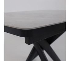 Стол раздвижной LEONEL-110 110(145)*80 ITALIAN LIGHT GREY GLOSS ST CER/Черный