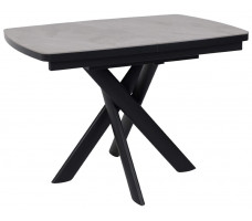 Стол раздвижной LEONEL-110 110(145)*80 ITALIAN LIGHT GREY GLOSS ST CER/Черный