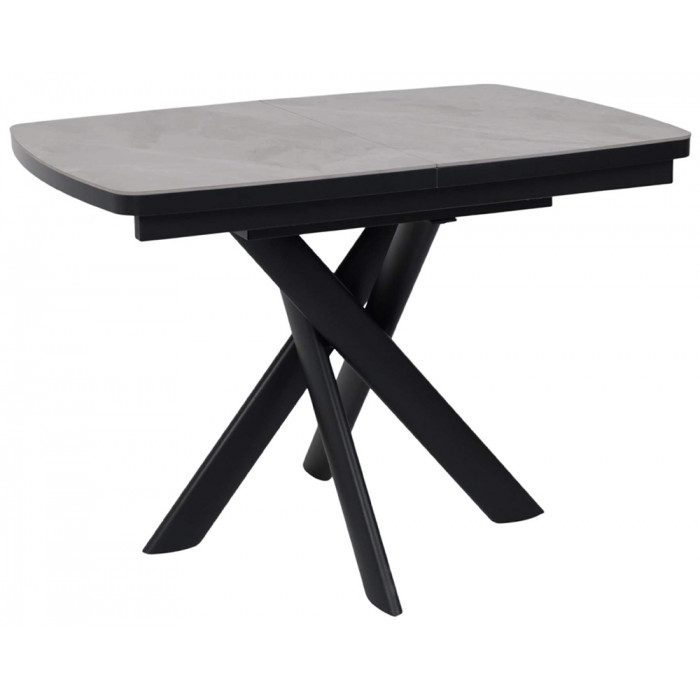 Стол раздвижной LEONEL-110 110(145)*80 ITALIAN LIGHT GREY GLOSS ST CER/Черный