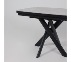 Стол раздвижной LEONEL-110 110(145)*80 ITALIAN LIGHT GREY GLOSS ST CER/Черный
