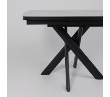 Стол раздвижной LEONEL-110 110(145)*80 ITALIAN LIGHT GREY GLOSS ST CER/Черный