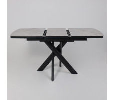 Стол раздвижной LEONEL-110 110(145)*80 ITALIAN LIGHT GREY GLOSS ST CER/Черный