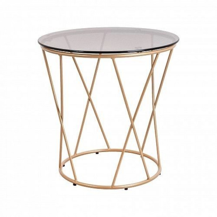 Стол журнальный ALLURE, d 50*50 тонированное стекло/золото