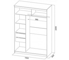Шкаф-купе SV-МЕБЕЛЬ К №19 (1,5 м) Инфинити серия 2 ясень анкор светлый