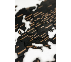 Интерьерная карта мира из дерева (Обсидиан) 60*105 см