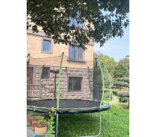 Батут с защитной сеткой Calviano 374 см - 12ft INSIDE master green (зеленый)