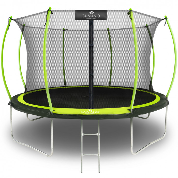Батут с защитной сеткой Calviano 374 см - 12ft INSIDE master green (зеленый)