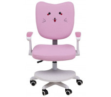 Кресло поворотное CATTY, WHITE, ткань котенок розовый