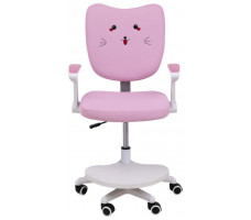 Кресло поворотное CATTY, WHITE, ткань котенок розовый