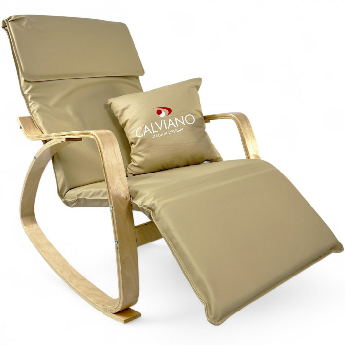 Кресло-качалка Calviano Comfort 1 экокожа светло-бежевое