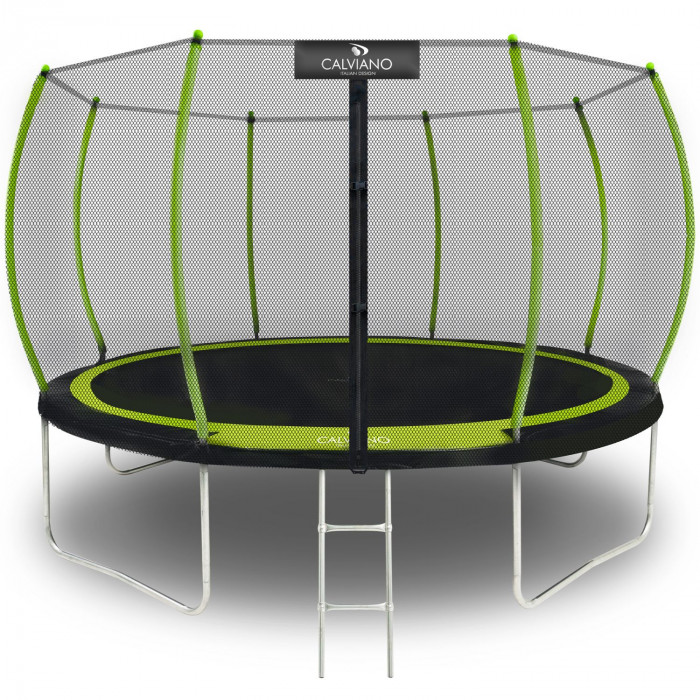 Батут с защитной сеткой Calviano 374 см - 12ft OUTSIDE master green (зеленый)
