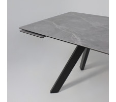 Стол МОНАКО NEW 1600(2240)*900 камень серый Greys Grey/черный матовый