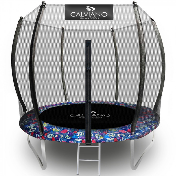 Батут с защитной сеткой Calviano 312 см - 10ft OUTSIDE master smile (смайлы)