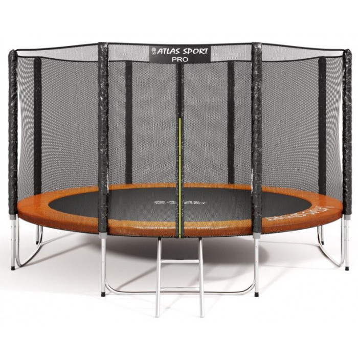 Батут Atlas Sport 374 см - 12ft PRO (усиленные опоры) оранжевый