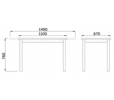 Стол BLACK раздвижной обеденный, 1100(1490)*670*770 дуб натуральный