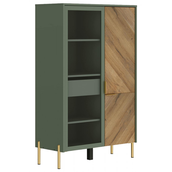 Шкаф Siena REG1W1D/140 92,5*41*145 дымчатый зеленый/дуб вотан (с подсветкой)