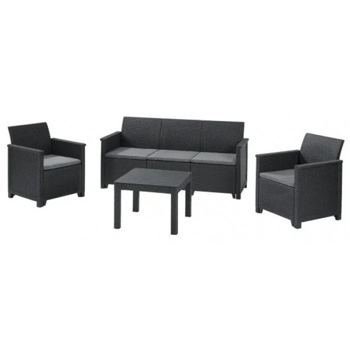 Набор садовой мебели Elodie 3 seater (диван, 2 кресла, стол) графит
