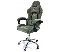 Вибромассажное кресло Calviano Nero dark grey plush ткань зеленый