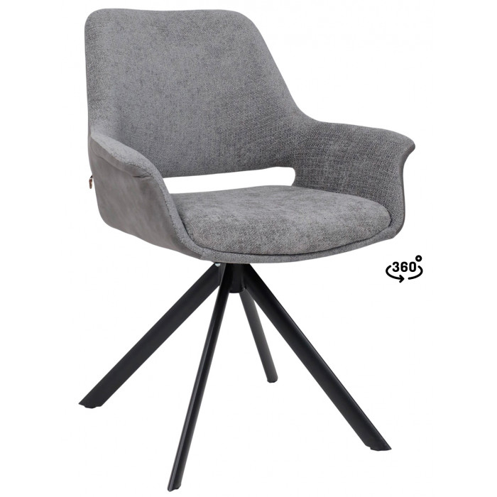 Стул поворотный OFFY-R 360 g22 GRAPHITE шенилл LUX - Graphite замша LUX/черный