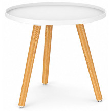 Стол журнальный Stepp TALVI (Талви) d50*45 белый/деревянные ножки