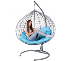 Подвесное кресло-кокон BiGarden Gemini (Джемини) Grey голубая подушка
