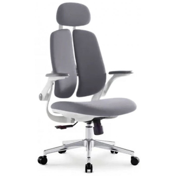 Кресло SitUp KWIN White chrome (ткань Grey/Grey)