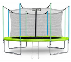 Батут Atlas Sport 374 см с внутренней сеткой и лестницей зеленый