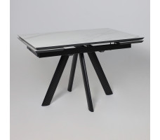 Стол раздвижной JACK-120 120(30+30)*80 мрамор светлый - compact cer/черный
