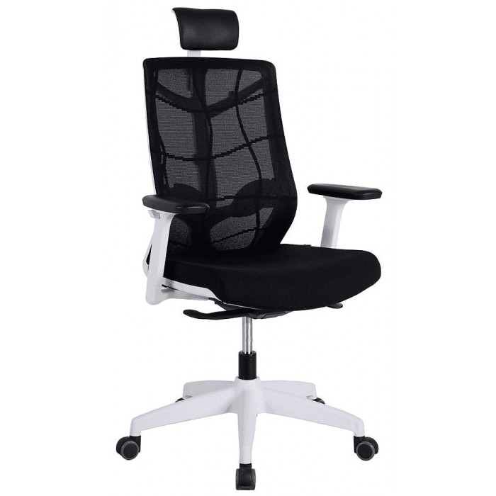 Кресло CHAIR MEISTER NATURE II SLIDER (с подголовником) черный/каркас белый