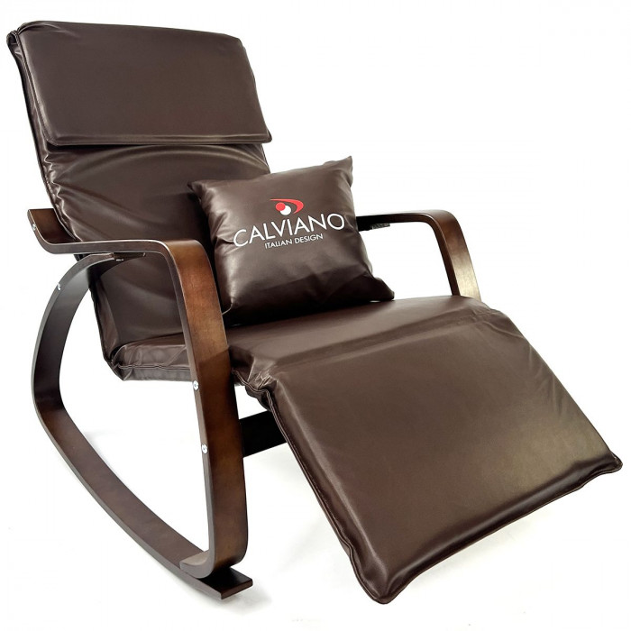 Кресло-качалка Calviano Comfort 1 экокожа коричневое