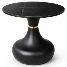 Стол журнальный Akshome FREDO d500*510 черный мрамор/черный Стол журнальный Akshome FREDO d500*510 черный мрамор/черный
