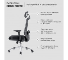 Креслo Evolution ERGO PRIME Grey серый